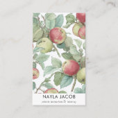 Rood Groene Appelvrucht Patroon Waterverf Rustiek Visitekaartje (Voorkant)