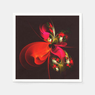 Rood groene bloemrijke moderne abstracte kunstpatr servet