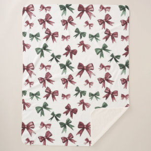 Rood groene bogen kerst sherpa deken