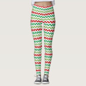 Rood-groene en witte zigzags leggings (Voorkant)