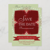 Rood + groene kant Save the Date uitnodiging (Voorkant / Achterkant)