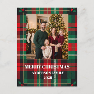Rood-groene ruit familie foto kerstkaarten briefkaart