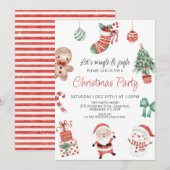 Rood groene schattige kerstman kerstfeest uitnodig kaart (Voorkant / Achterkant)