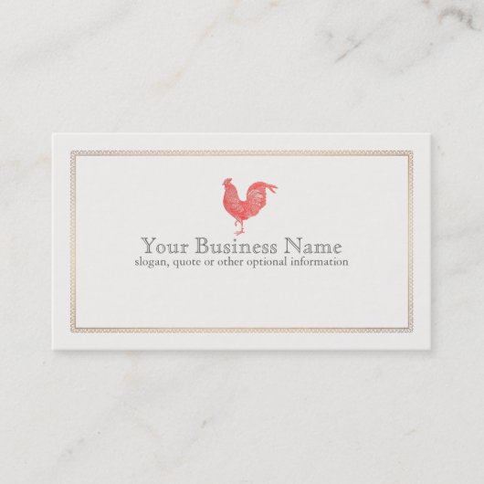  rood haan etsen Visitekaartje (Voorkant)