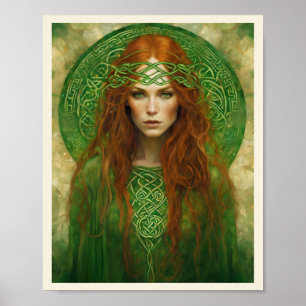 Rood Haar Keltische Knoop Hoofdband Art Nouveau Vr Poster