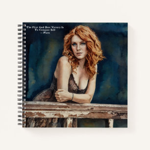Rood Haar Lady Plato Quote BlueBlack Journal Notitieboek