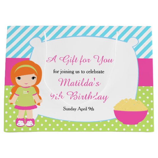 Rood Haar Meisje Sleepover Slumber Party Verjaarda Groot Cadeauzakje (Voorkant)