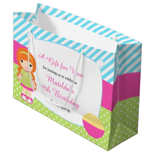 Rood Haar Meisje Sleepover Slumber Party Verjaarda Groot Cadeauzakje (Voorkant Gekanteld)
