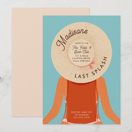 Rood Haar Meisjes Weekend Bachelorette Zwembad Par Kaart (Voorkant / Achterkant)