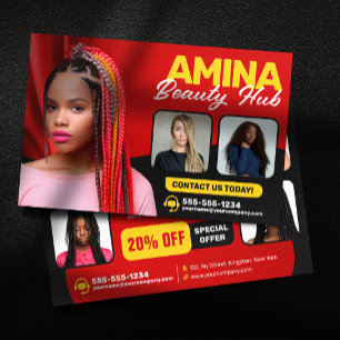 Rood Haar & Schoonheidssalon Vlechter Haarstylist Flyer