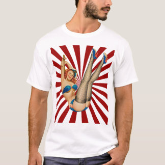 Rood Haired Pin-up Meisje Retro Sunset T-shirt