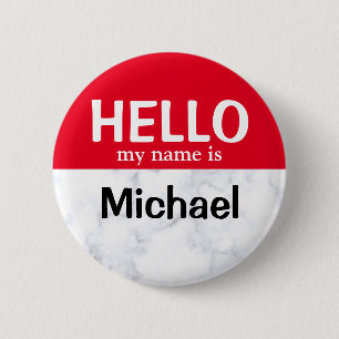 Rood Hallo Mijn naam is Persoonlijke speldknop Ronde Button 5,7 Cm