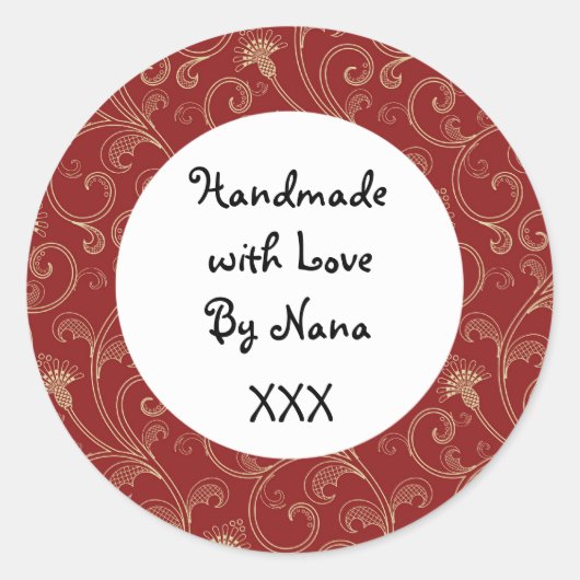 Rood 'Handgemaakt door' Kerst stickers (Voorkant)