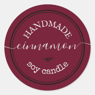 Rood handgemaakt schrift zwart rand productlabel ronde sticker
