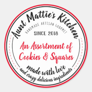 Rood Handgemaakte Artisan Gourmet Food Label