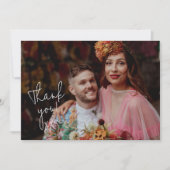 Rood handschrift script foto bruiloft dank u bedankkaart (Voorkant)