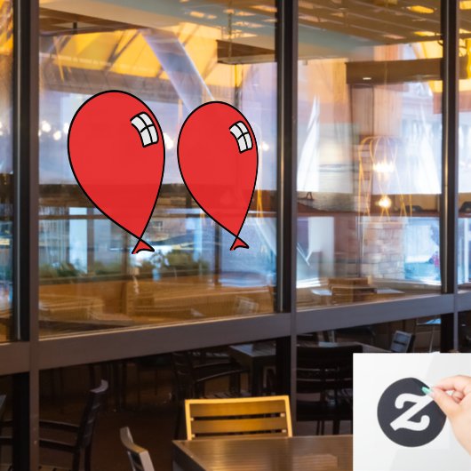 Rood Happy Balloons Twins Window Cling Raamsticker (Restaurant Raam)