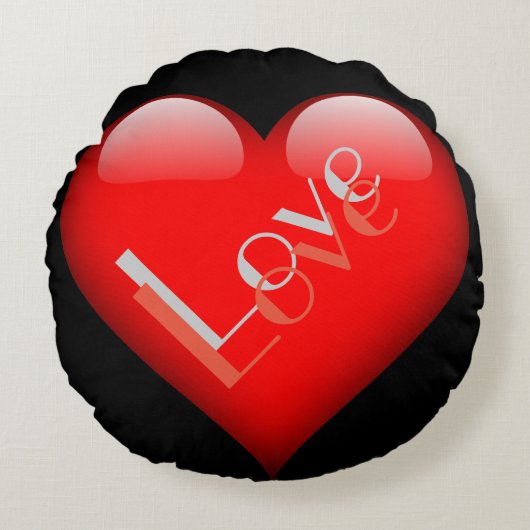 Rood Hart Aantrekkelijke Parijse Liefdesbruiloft Rond Kussen (Voorkant)
