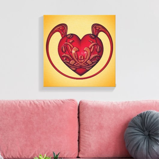 Rood Hart Abstract Canvas Afdruk (Insitu (Woonkamer))