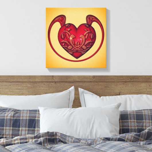 Rood Hart Abstract Canvas Afdruk (Insitu (Slaapkamer))