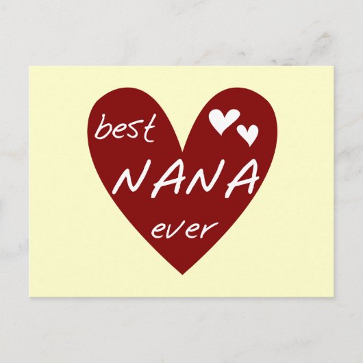 Rood Hart Beste Nana Ever T-shirts en Giften Briefkaart (Voorkant)