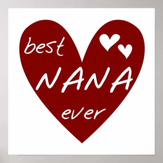 Rood Hart Beste Nana Ever T-shirts en Giften Poster (Voorkant)