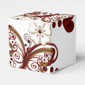 Rood hart Butterflies Cube Favor Box Bedankdoosjes (Voorkant Zijde)