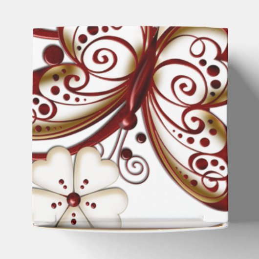 Rood hart Butterflies Cube Favor Box Bedankdoosjes (Bovenkant)