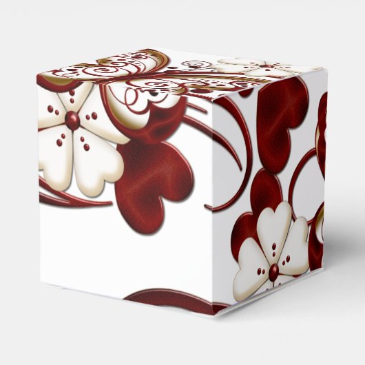 Rood hart Butterflies Cube Favor Box Bedankdoosjes (Achterkant)