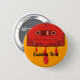 Rood hart cassette pinbackknop ronde button 5,7 cm