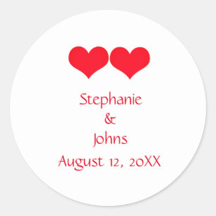Rood hart Cute Couple Wedding Verloving Romantic Ronde Sticker