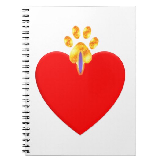 Rood hart en gouden poot notitieboek (Voorkant)