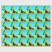 Rood hart en paard cadeaupapier (Vlak)