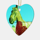 Rood hart en paard keramisch ornament (Links)