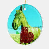 Rood hart en paard keramisch ornament (Links)