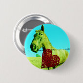 Rood hart en paard ronde button 5,7 cm (Voorkant /achterkant)
