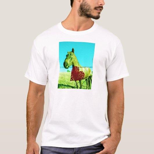 Rood hart en paard t-shirt (Voorkant)