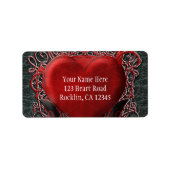 Rood hart en Rozen Gothische Valentijn Wedding Par Etiket (Voorkant)