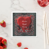 Rood hart en Rozen Gothische Valentijn Wedding Par Servetten (Insitu)