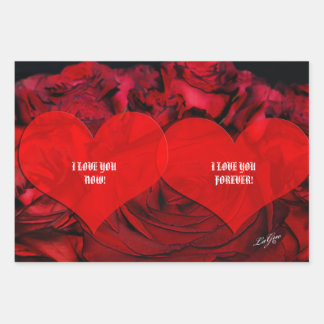 Rood HART en ROZEN inpakpapier