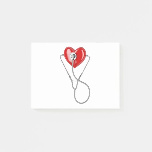 Rood hart en stethoscoop post-it® notes (Voorkant)