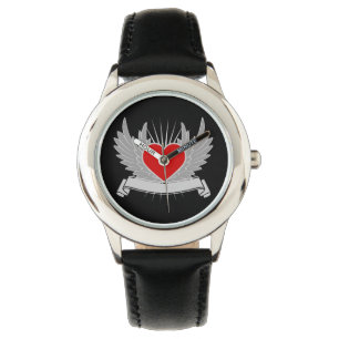 Rood hart horloge