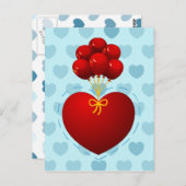 Rood hart met ballonnen, briefkaart (Voorkant / Achterkant)