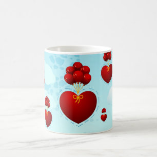 Rood hart met ballonnen, mok