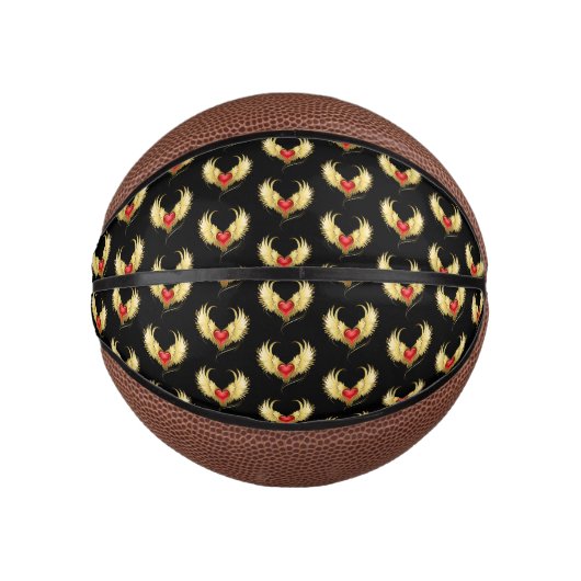 Rood Hart met Gouden Vleugels Basketbal (Voorkant)
