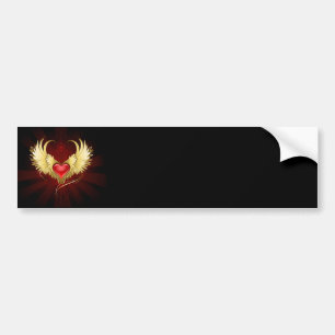 Rood Hart met Gouden Vleugels Bumpersticker