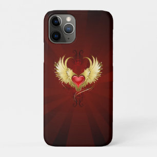 Rood Hart met Gouden Vleugels iPhone 11 Pro Hoesje