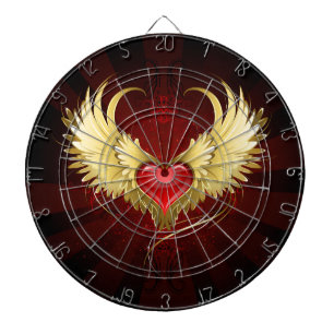 Rood Hart met Gouden Vleugels Dartbord