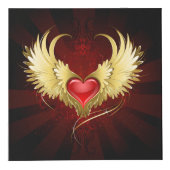 Rood hart met gouden vleugels kubus (Rechts)