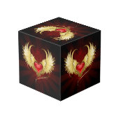 Rood hart met gouden vleugels kubus (Achter hoekig)